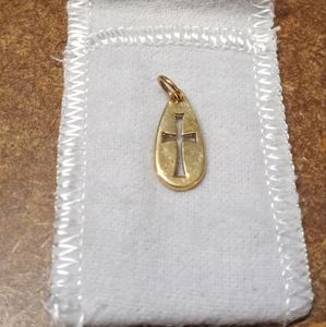 James Avery Retired 14k Cut Out Cross Tear Drop Charm Or Pendant.